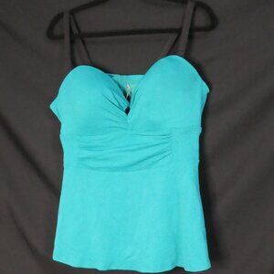 CACTUS | 2X | Stylish Turquoise Tankini Top | Back Hook Closure